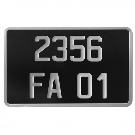 PLAQUE MOTO ALU 210-130 FOND NOIR