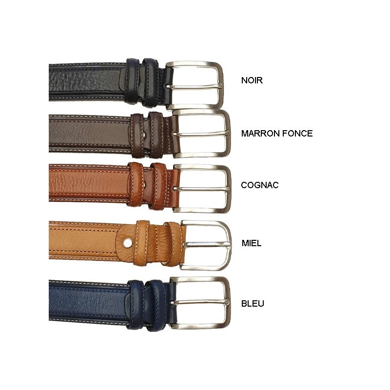 922/35 CEINTURE 35mm cuir bov fleur corrigée tan vég