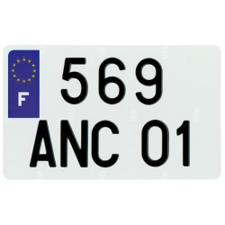 PLAQUE MOTO PREPERCEE BLANCHE EURO 210X130 MXR 