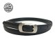 HOUAT CEINTURE 15MM cuir bombé pleine fleur tan veg cousu NOIR