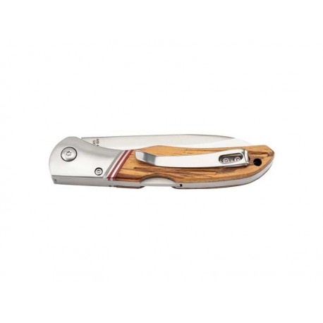 COUTEAU BOIS ZEBRA ET ROUGE (manche 11,5cm finiton satinée + boite)