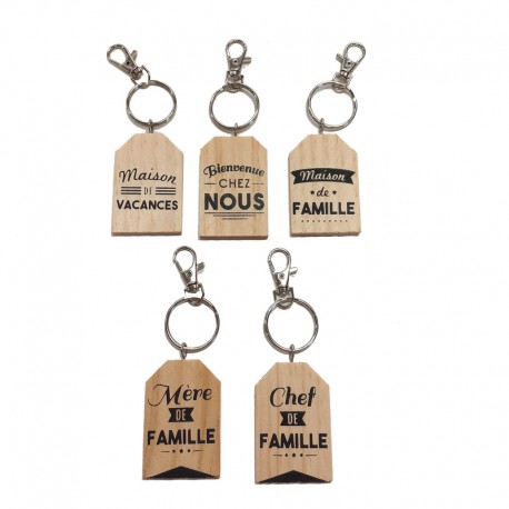 PORTE CLES BOIS VIE EN FAMILLE