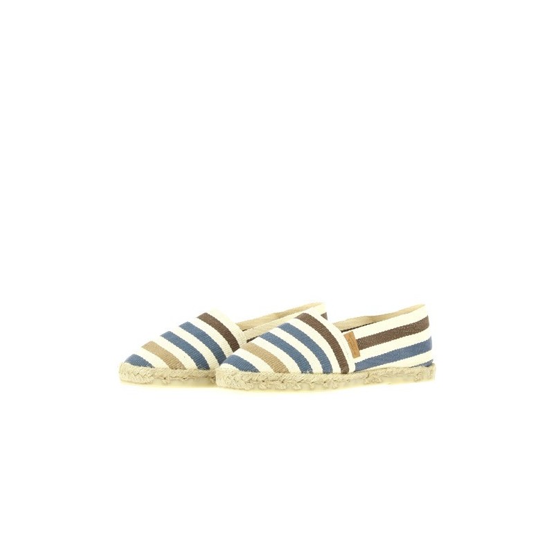 ESPADRILLE RAYEE BLEU MARRON